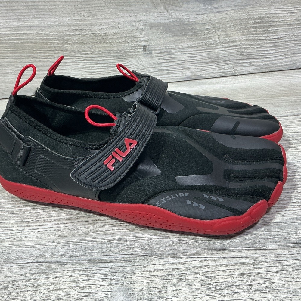 Fila Skele-Toes EZ Slide Drainage Barefoot Running Shoes Black Red Mens Size 10
